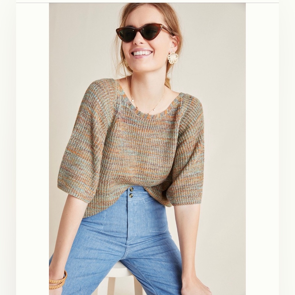Space-Dyed Knit Pullover by Anthropologie size Large Petite